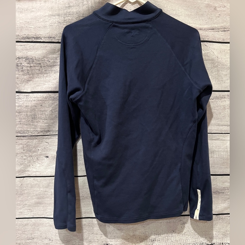 Bobby Jones Womens Fitted Golf Navy Blue Quarter Zip Pullover Top Peru Cotton - Picture 4 of 6